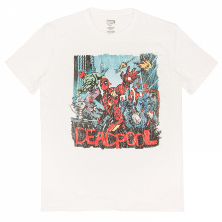 Deadpool Distressed Avengers Hero Scene T-Shirt